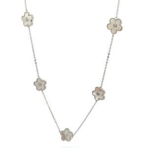 Clover Necklace with White Stone 925 Sterling Silver